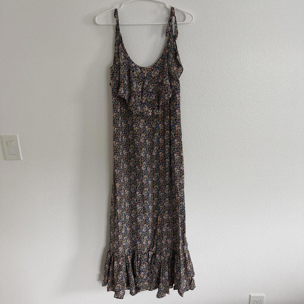 Vintage AKA New York 100% Silk Floral Maxi Dress 90s Y2K Boho Size M Cottage